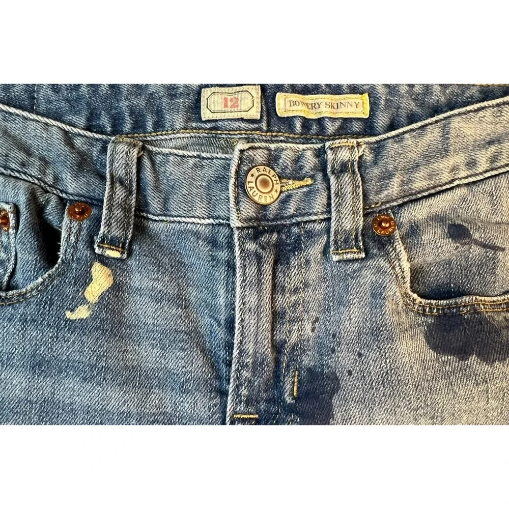 Ralph Lauren Girls Paint Splattered Bowery Skinny Jeans Youth Size 12 BTS